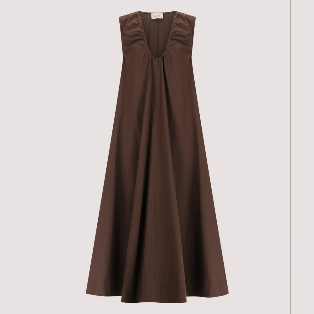 Dissh Gabby Bitter Choc Oversized Cotton Midi Dress - Picture 8 of 16